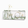 Green Marble Pattern Ceramic Vanity Tray,20.5x9.5x1.2cm Perfume & Jewelry Dish,Rectangular Countertop Organiser for Bathroom,Vanity - image 1