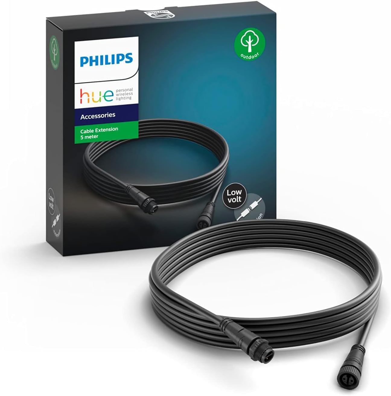 Philips Hue Outdoor Extension Cable 5M - Black Plug & Play Smart Lighting