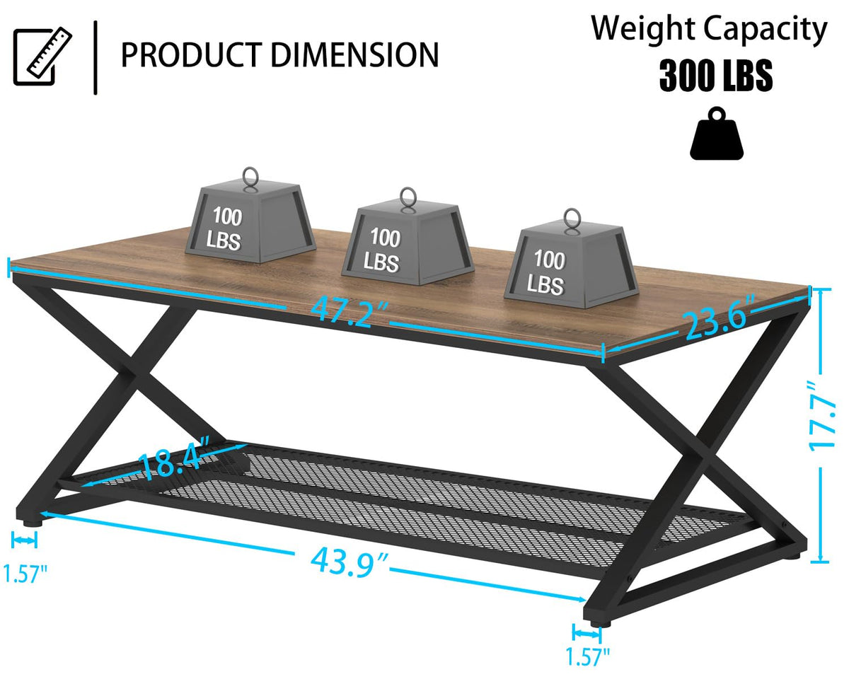 LVB Coffee Table for Living Room Coffee Tables With Storage 120cm Light Oak