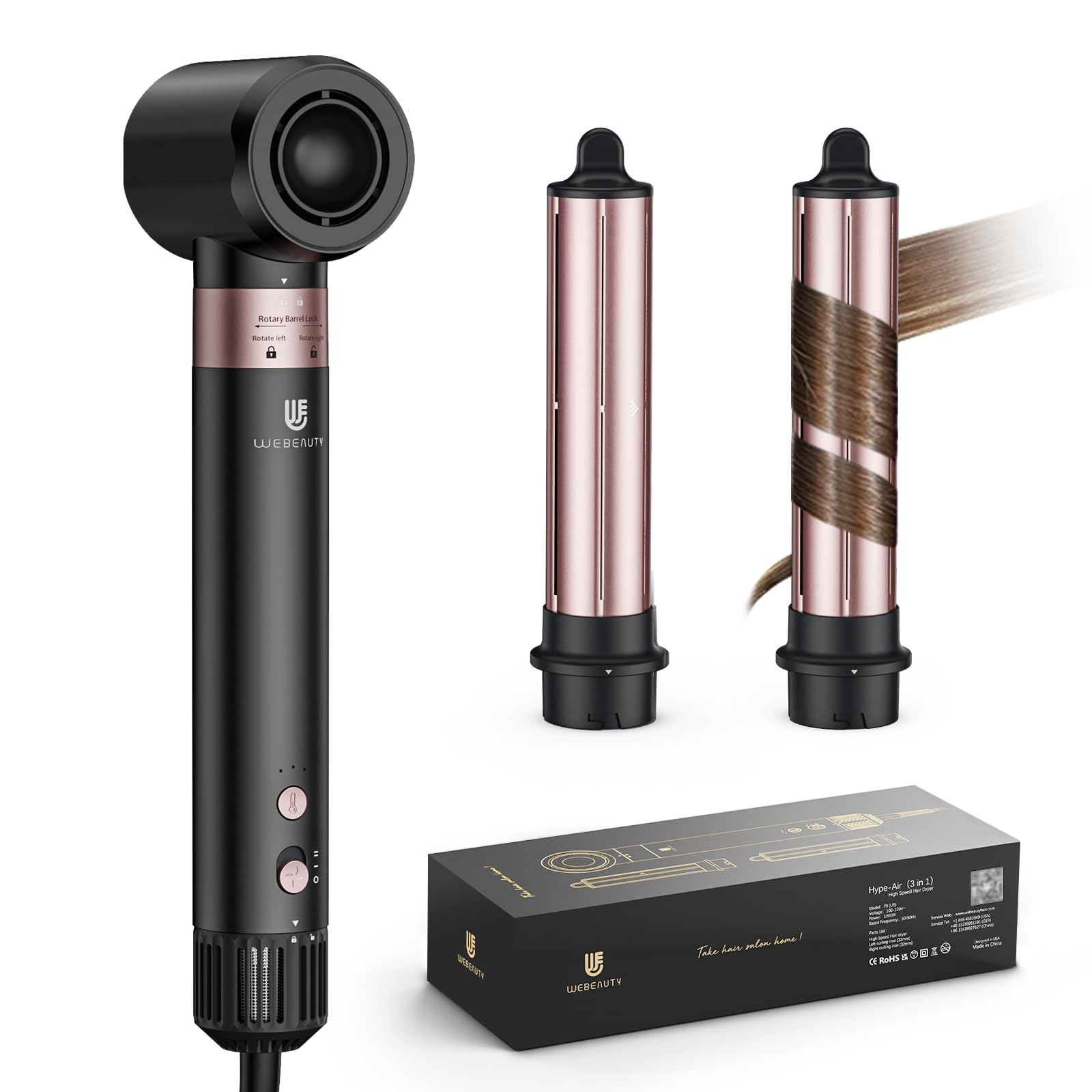 Webeauty 3-in-1 Hot Air Styler | High-Speed Ionic Hair Dryer & Curler