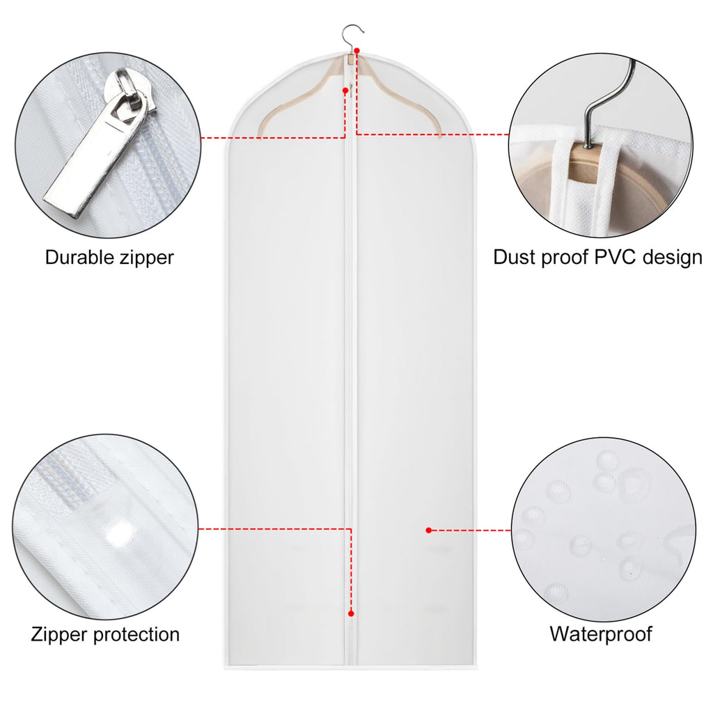 Univivi 60" Hanging Garment Bags - Set of 20 Clear PEVA Suit Covers