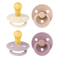 BIBS Colour Pacifiers – 4-Pack Natural Rubber Latex Dummies, 0-6 Months