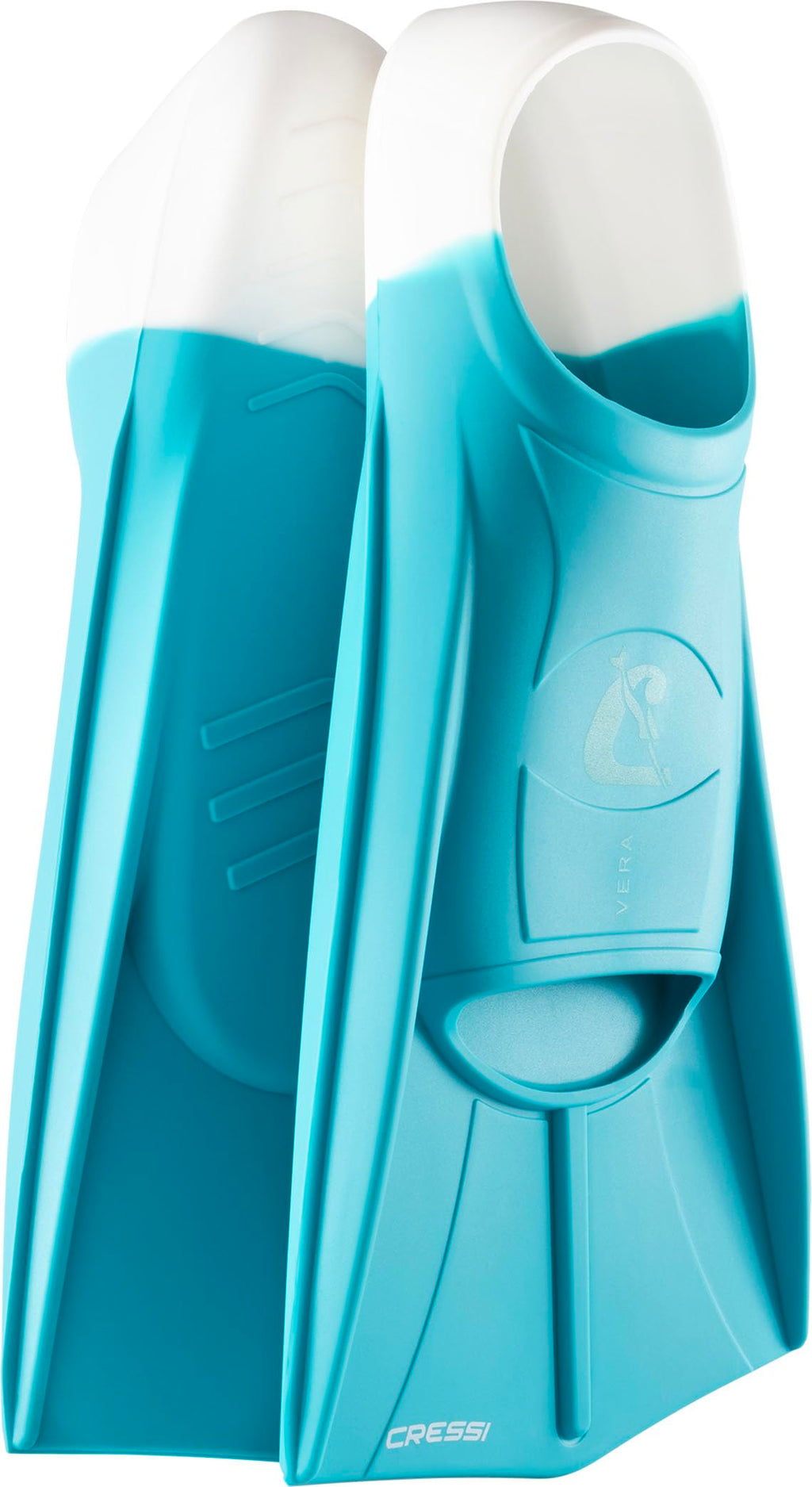 Cressi Vera Short Silicone Swimming Fins – Aquamarine/White – Large