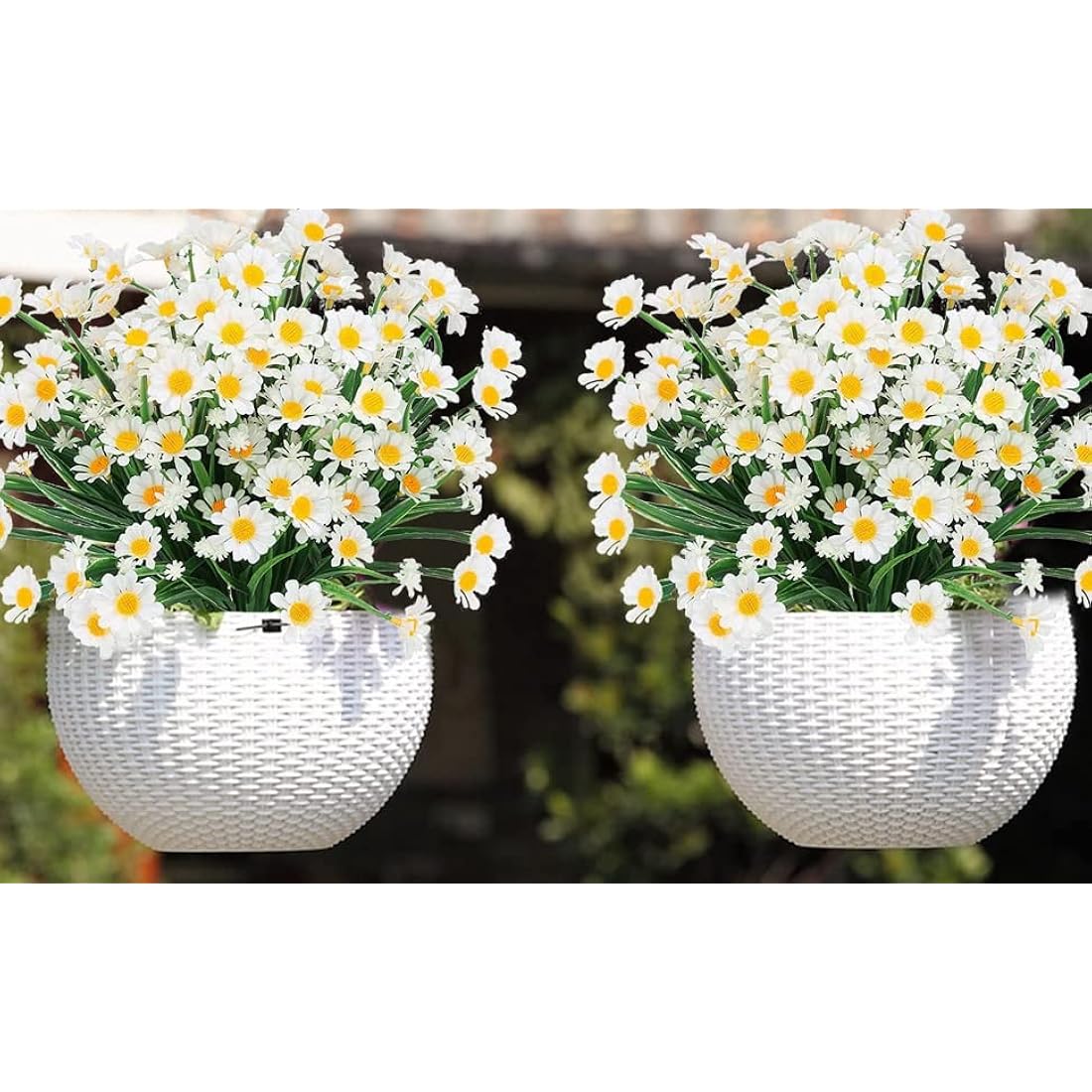 Jolof Store Artificial Daisy Flowers | 4PCS UV Resistant Faux Plants - White