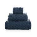 Sorema 3-Piece Cotton Hand Towel Set | Dark Blue Chevron Zero Twist