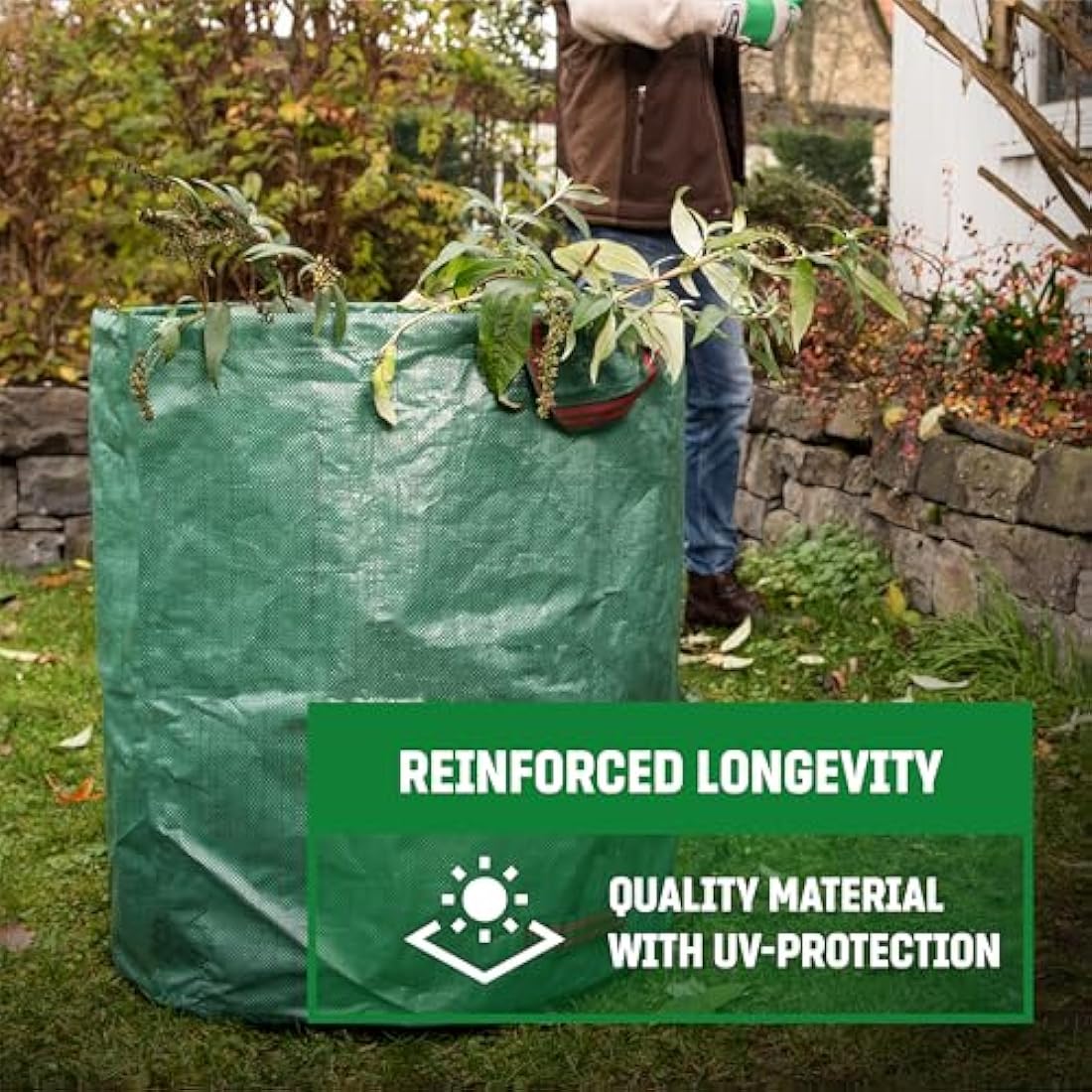 GardenGloss Heavy Duty Garden Waste Bags | 272L Reusable 4-Pack