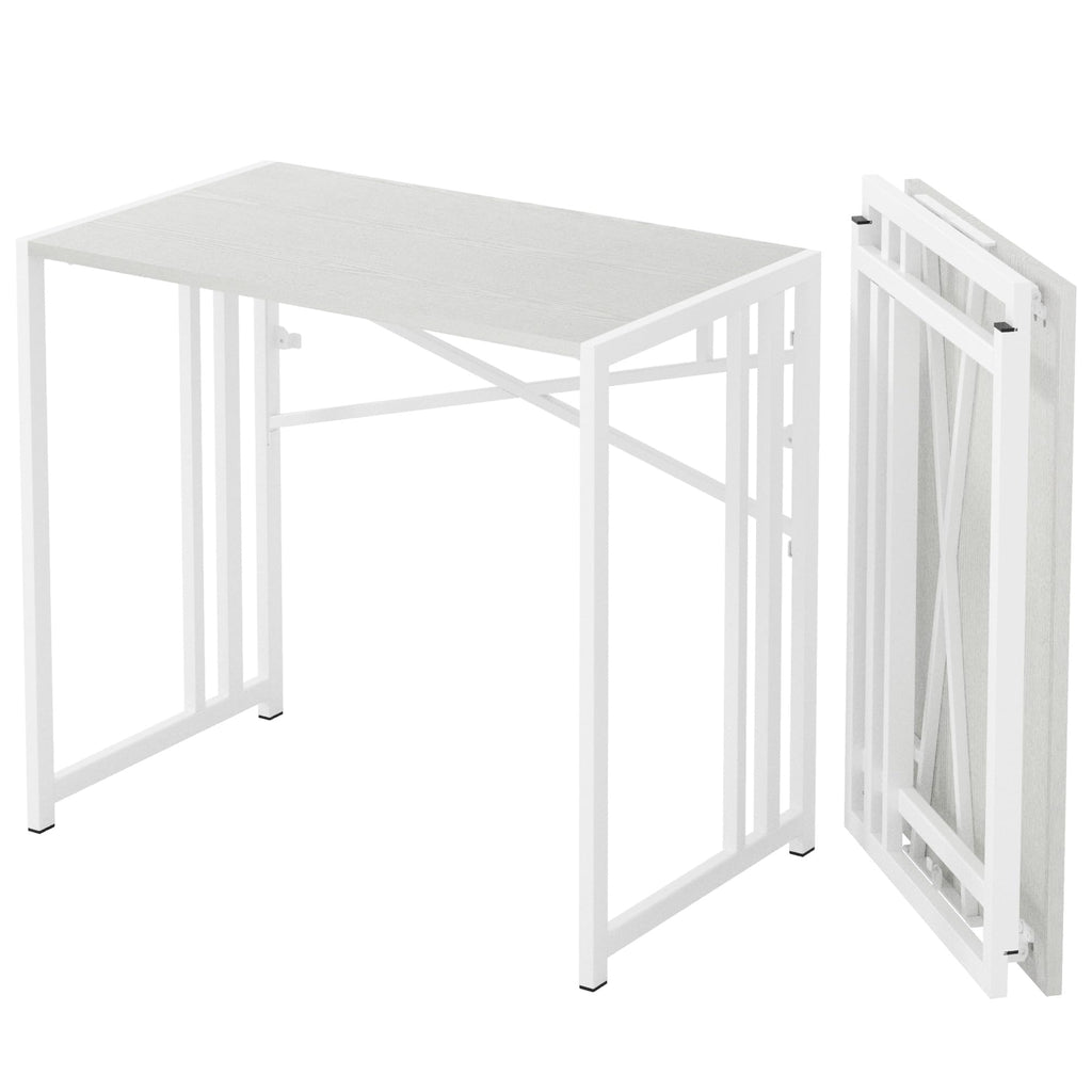 Lutown-Teen 90 cm Small Folding Computer Desk No Assembly Required, White - image 1