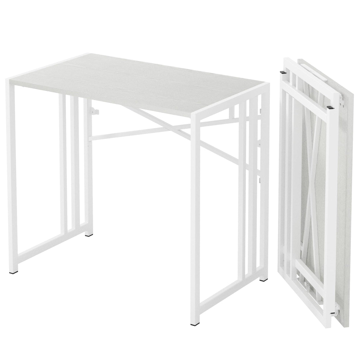 Lutown-Teen 90 cm Small Folding Computer Desk No Assembly Required, White - image 1