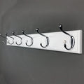 lomejii Long Wooden wall Mounted Coat Rack Wood White 6 Hooks, 70 cm, Sturdy Silver Coat Hook Rack for Clothes, Hats, Bags