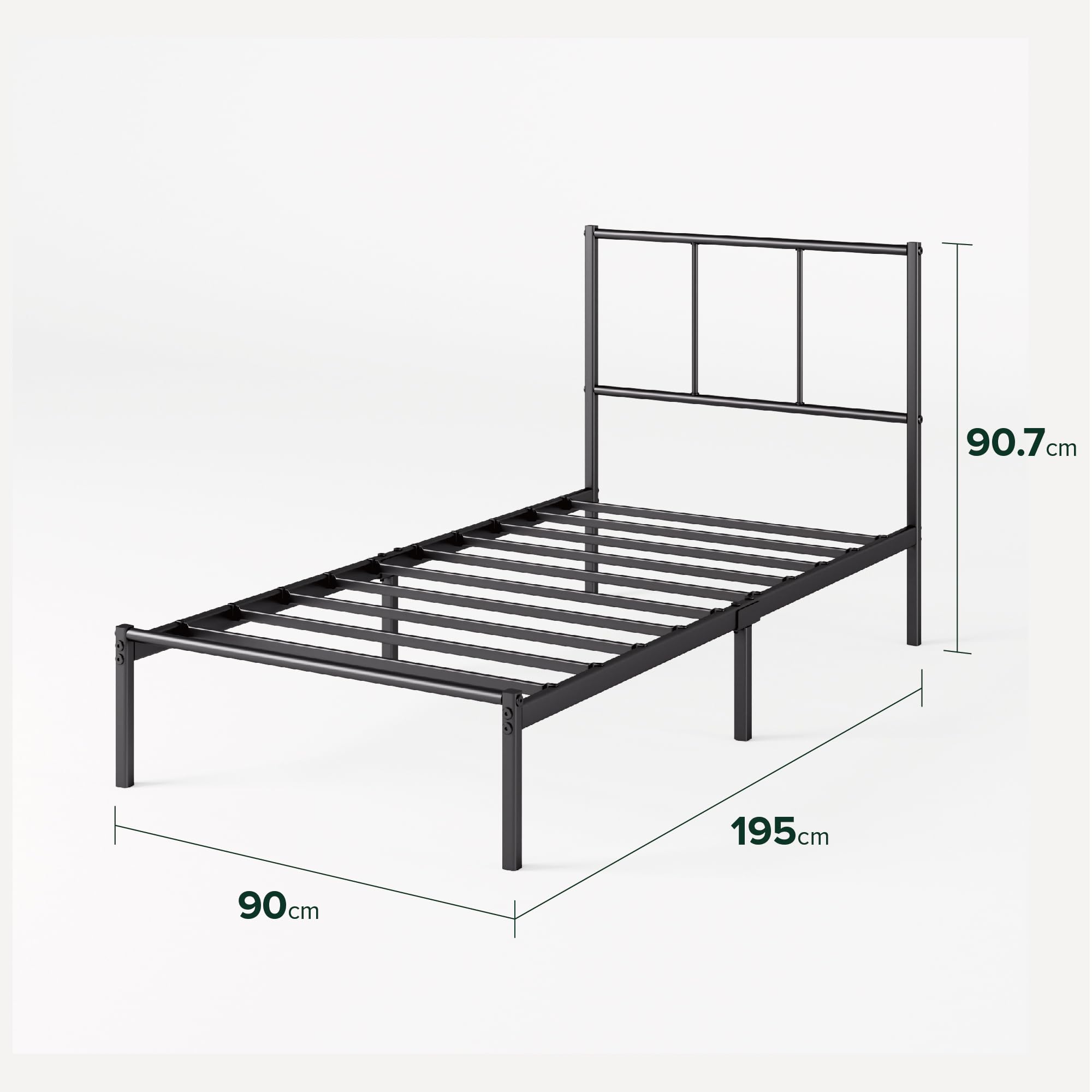 ZINUS Justin Single Metal Bed Frame | 35cm Platform Steel Slat Support