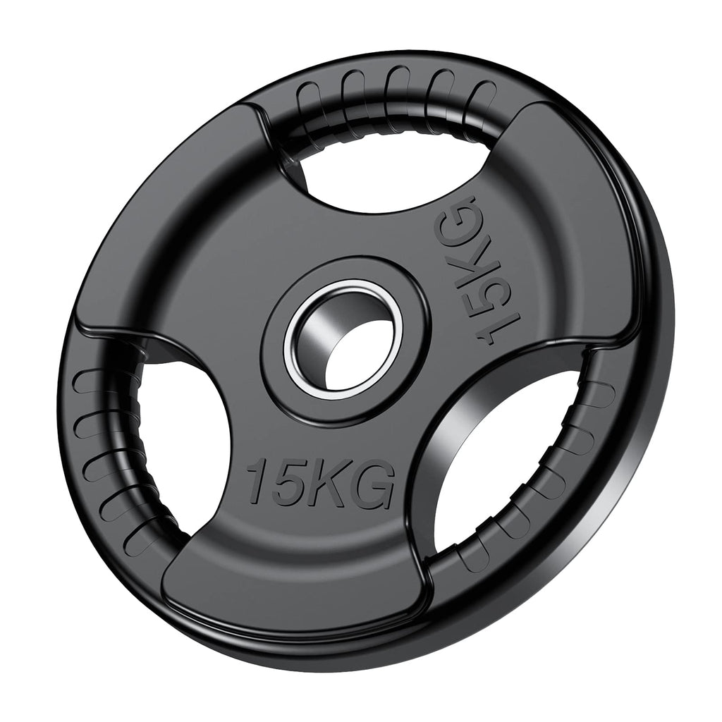 PhysKcal Olympic Weight Plates - 15kg Rubber Coated Tri-Grip Cast Iron