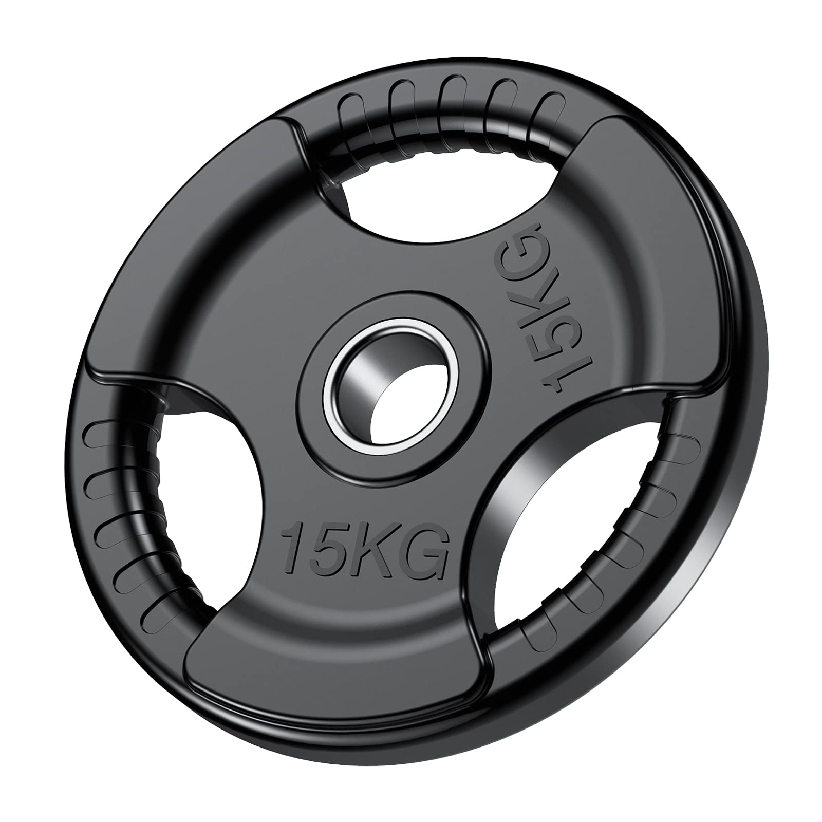 PhysKcal Olympic Weight Plates - 15kg Rubber Coated Tri-Grip Cast Iron