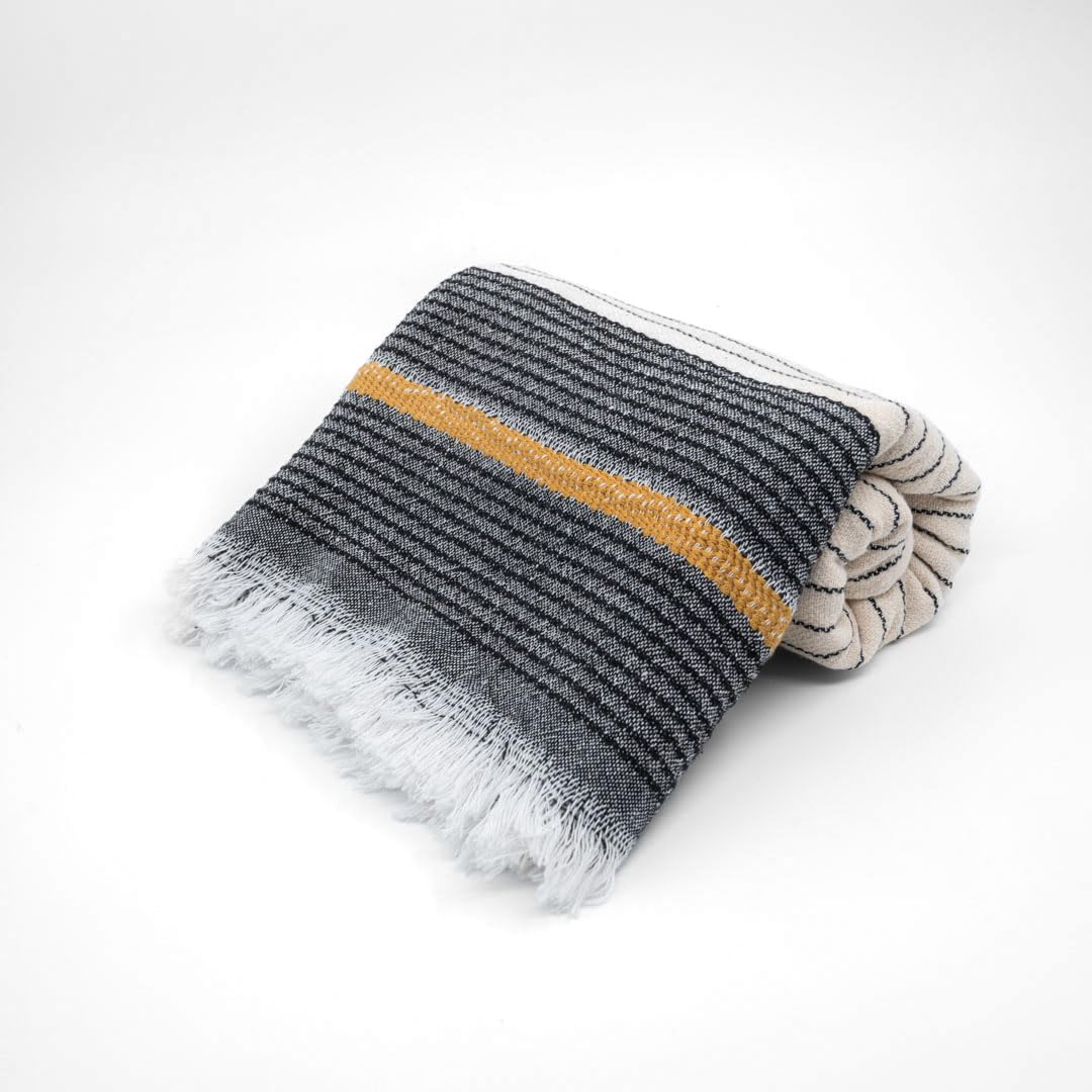 BERCA HOME Olympos Turkish Beach Towel – 100% Cotton Peshtemal Hammam & Bath Towel – Lightweight, Quick Dry, Sand Free – 90 × 190 cm Black - image 2