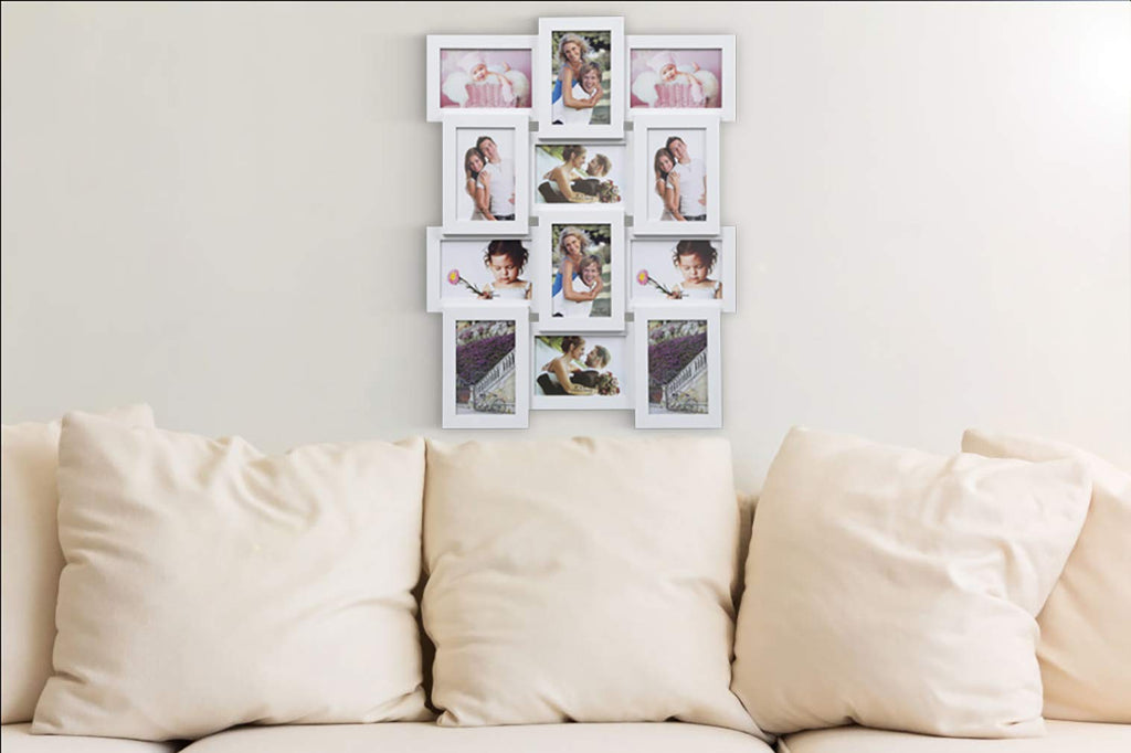 Arpan Wooden Multi Aperture Collage Photo Frame - 12 Photos 6x4 White