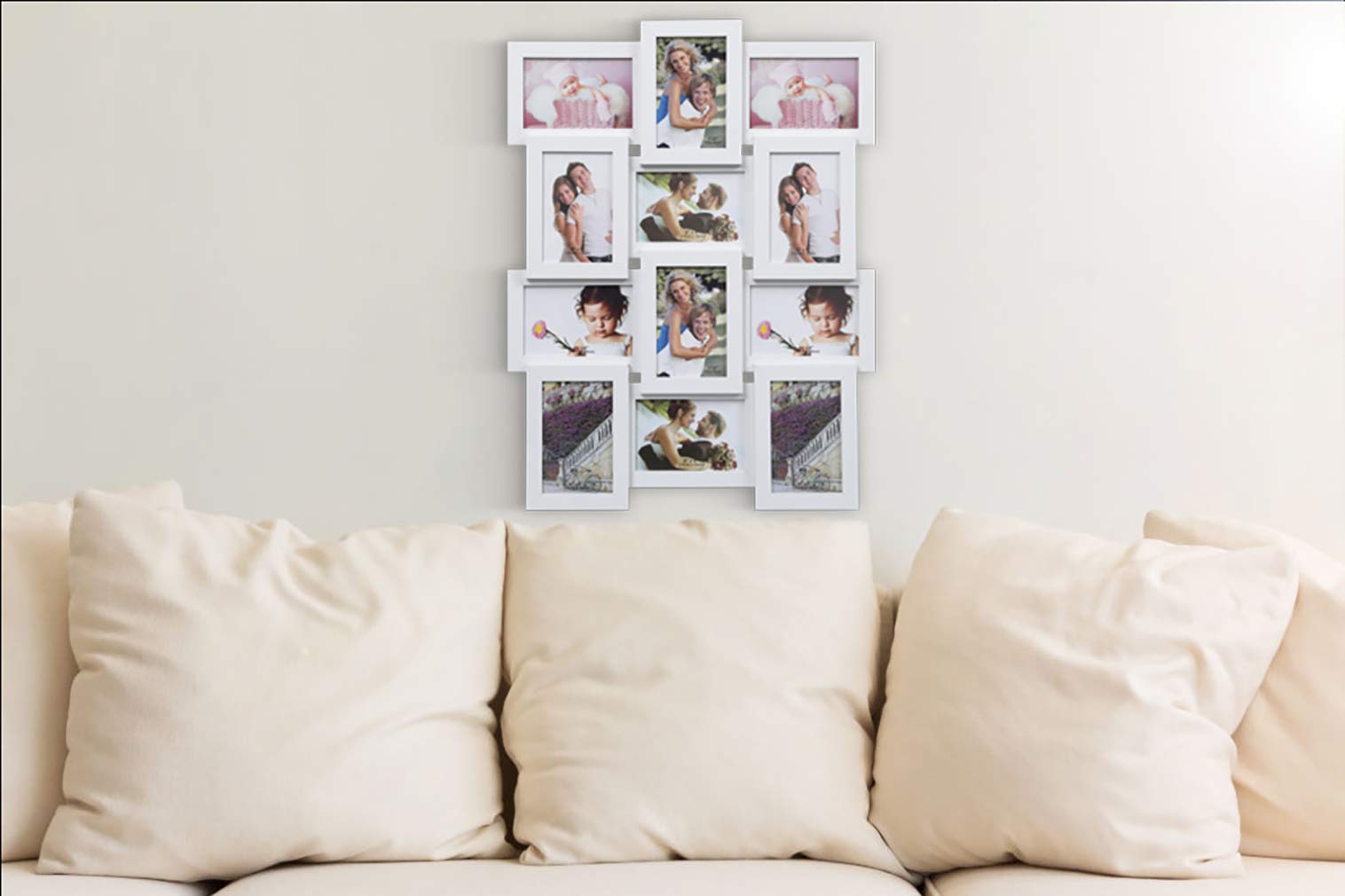 Arpan Wooden Multi Aperture Collage Photo Frame - 12 Photos 6x4 White