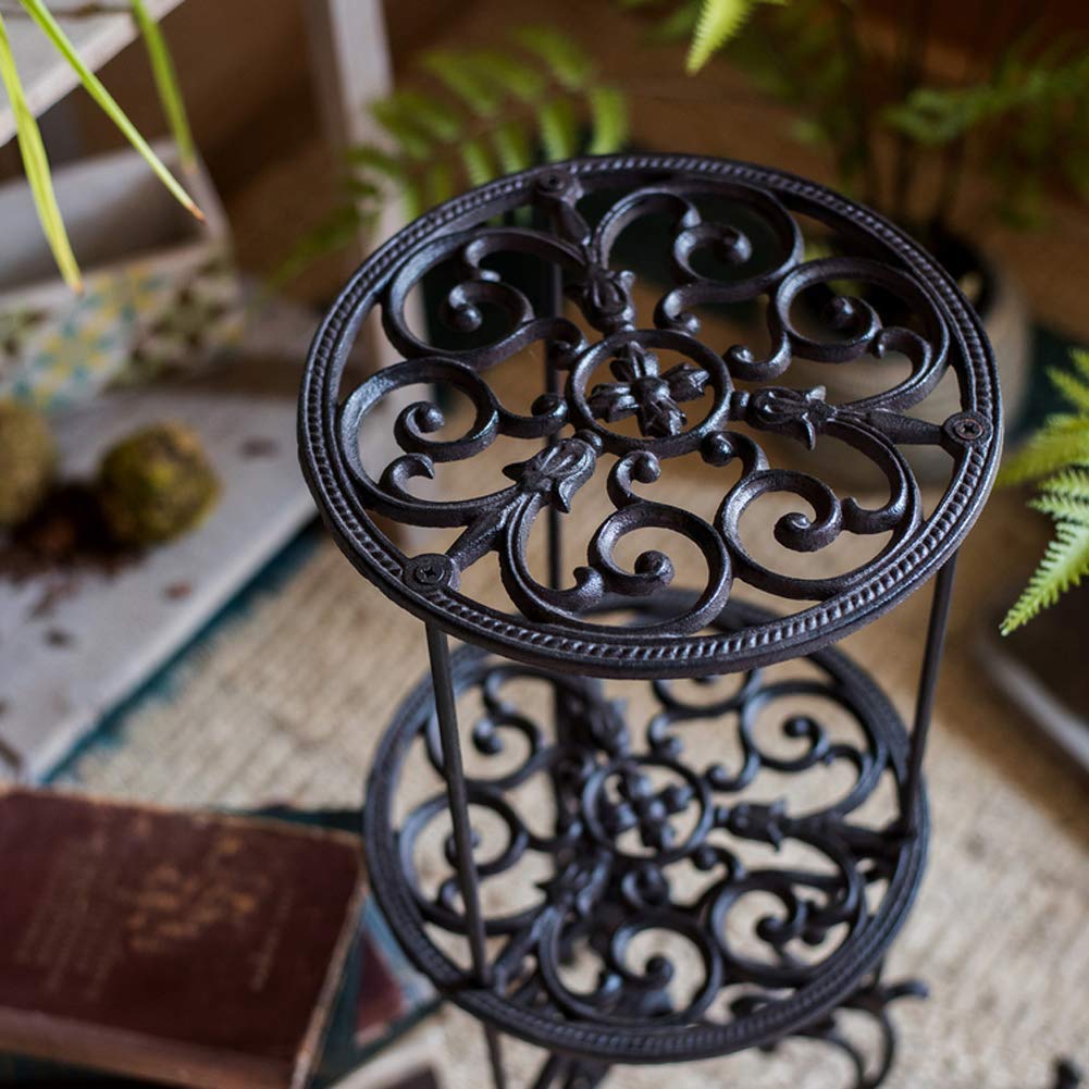 Sungmor 26-Inch Heavy Duty Cast Iron Plant Stand | 2-Tier Rustic Metal Rack