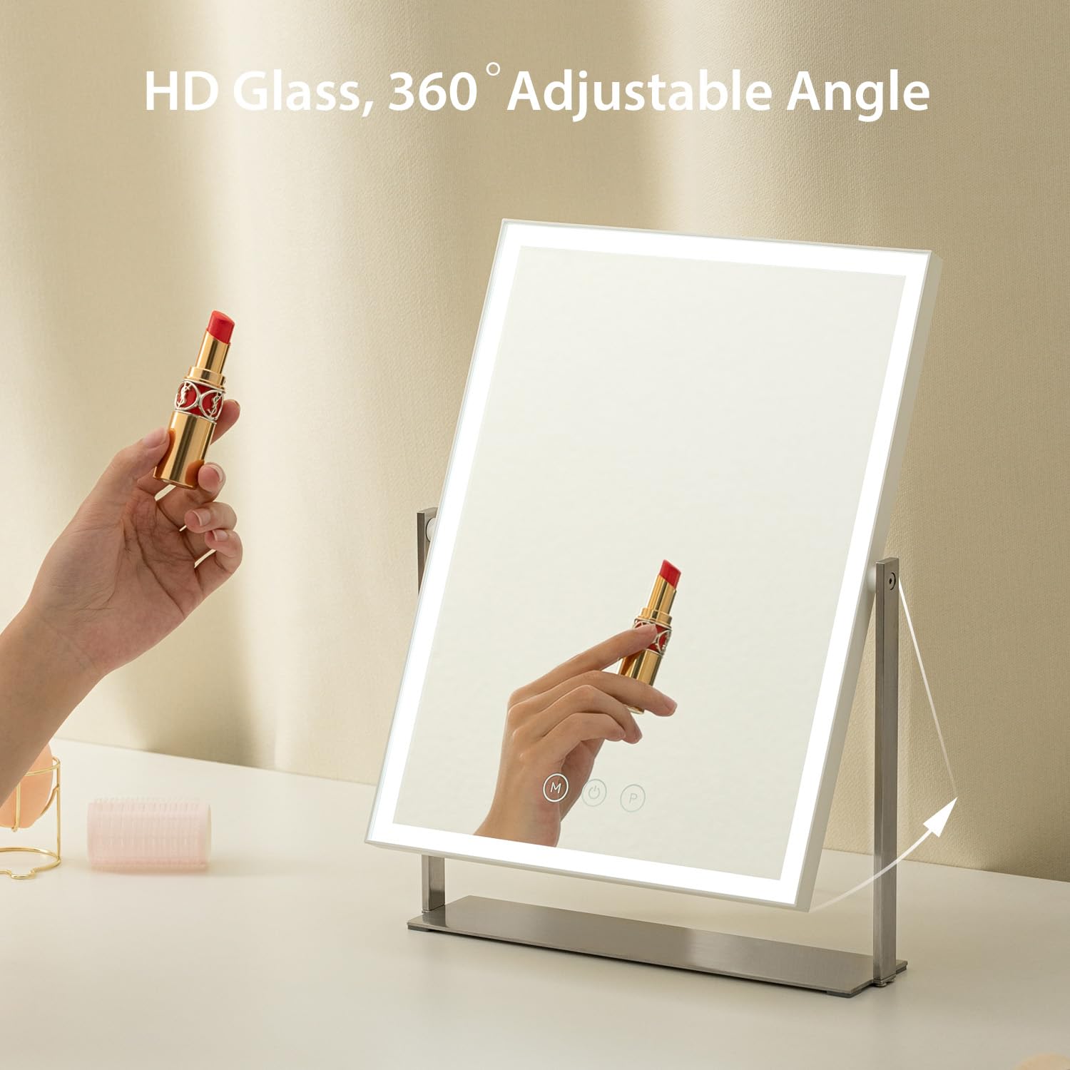 NEZZOE Rechargeable LED Makeup Mirror | 35cm Rectangular Vanity Mirror