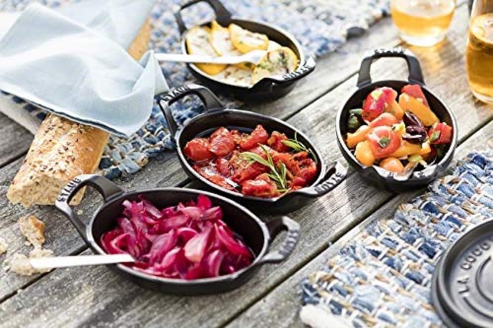 Staub Mini Oval Dish – 15cm Matte Black Cast Iron Individual Baker