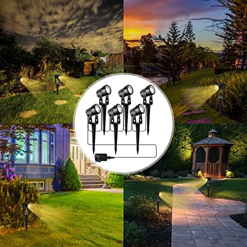Totofac 12V LED Garden Spike Lights - 6-Pack IP65 Waterproof Pathway Lights