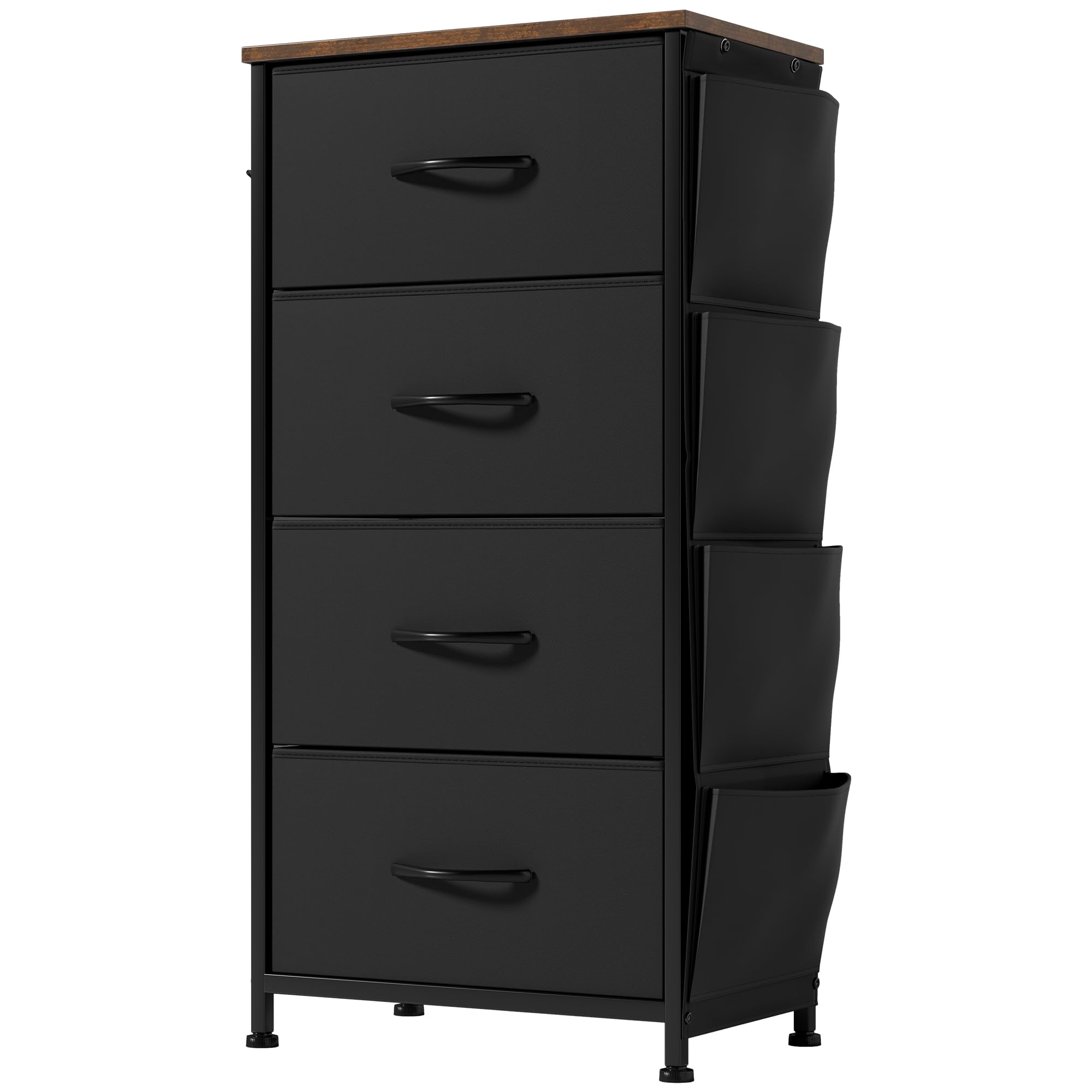 Jolof Store 4 Fabric Drawer Chest – Steel Frame Storage with Side Hooks