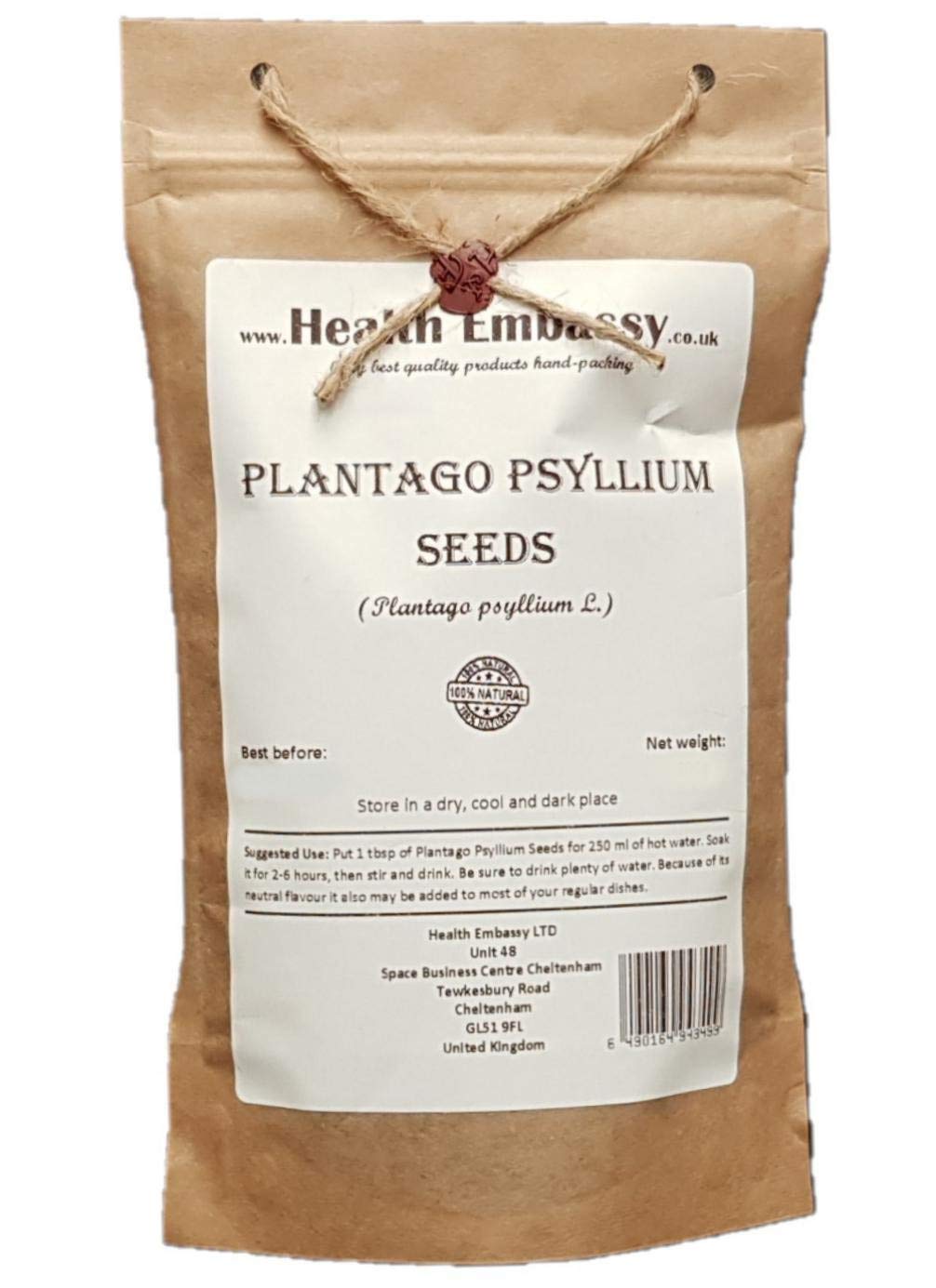 Health Embassy Plantago Psyllium Seeds – Natural Fiber Supplement (200g)