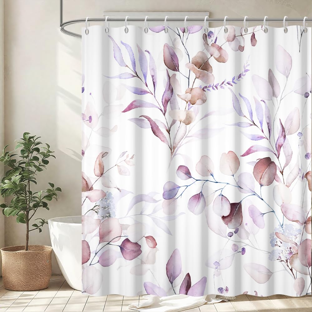 Uiiooazy Eucalyptus Floral Shower Curtain | Waterproof Polyester Fabric