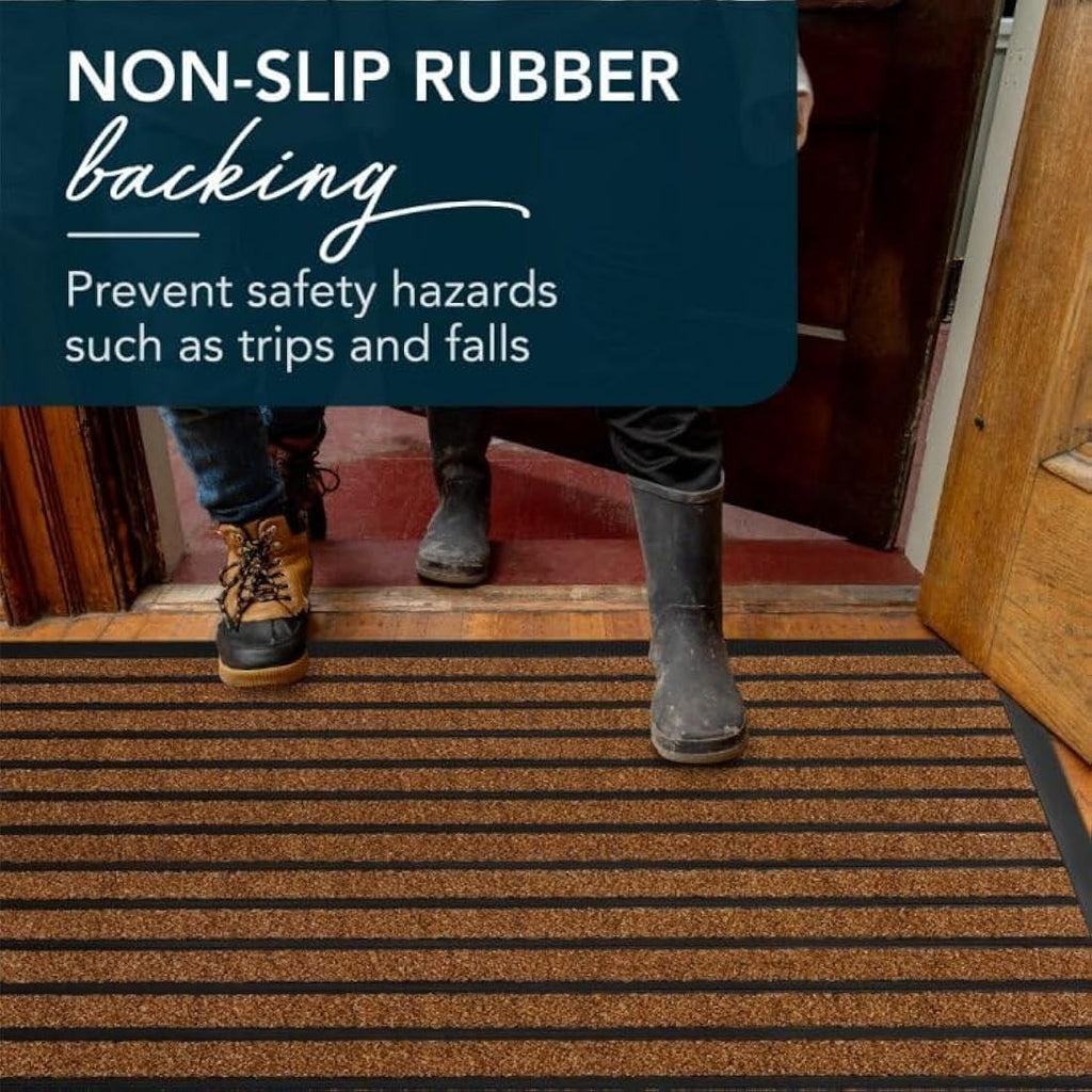 ubdyo Indoor Door Mat – Non-Slip Dirt Trapping Entryway Rug, Bright Brown