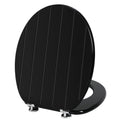 Angel Shield Black Wooden Toilet Seat | Antibacterial Adjustable Hinges