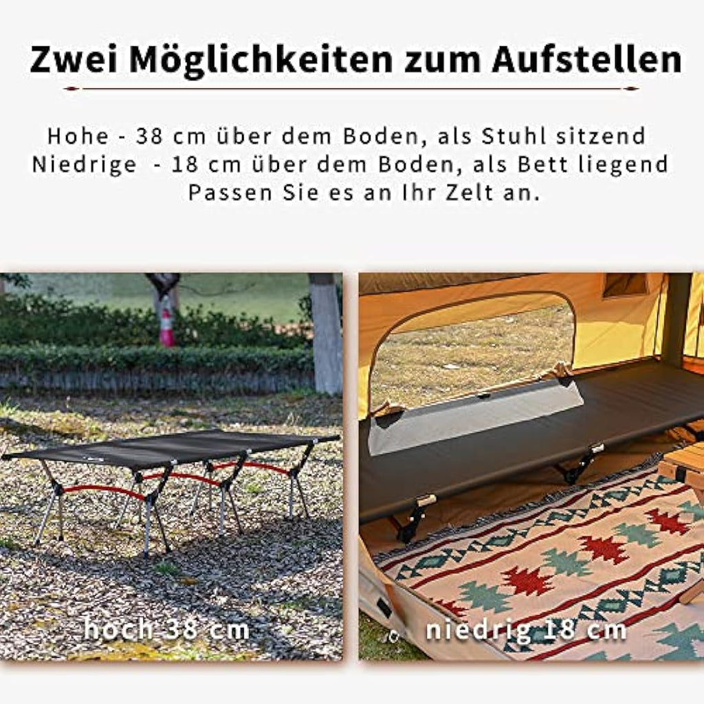 TOMOUNT Lightweight Camping Bed | Adjustable Height Aluminum Cot