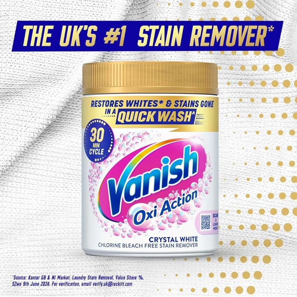 Vanish Gold Oxi Action Crystal Whites Fabric Stain Remover Powder, 1.41kg
