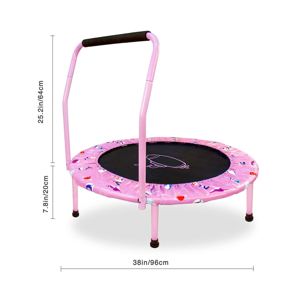 Jolof Store 38'' Kids Mini Trampoline – Foldable Bungee Rebounder, Purple