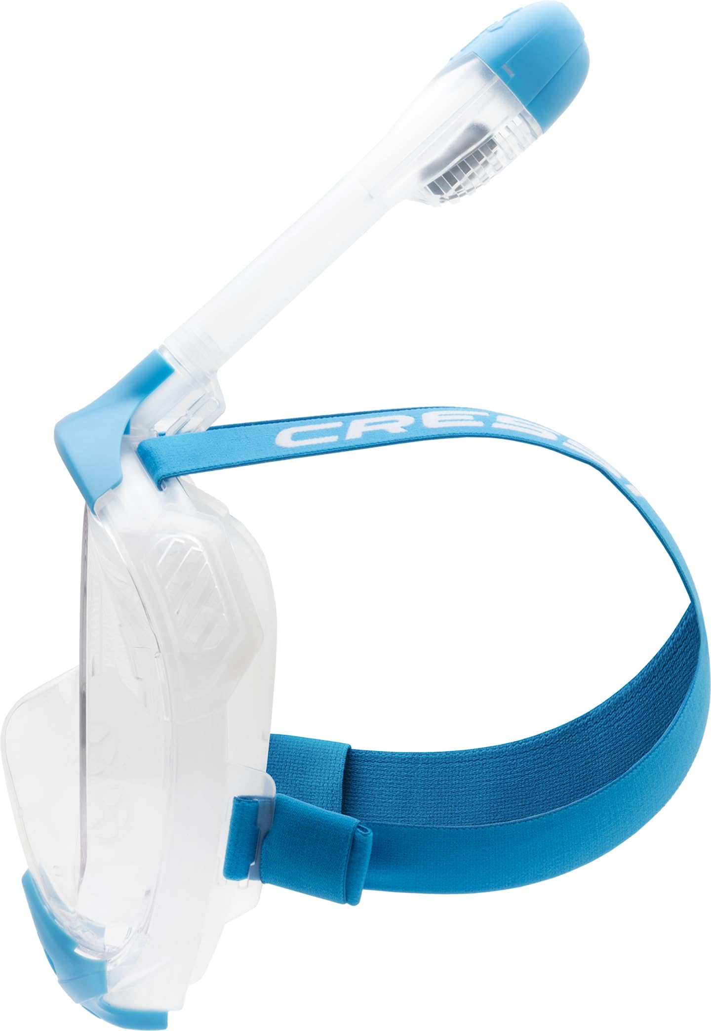 Cressi Java Full Face Snorkel Mask – Anti-Fog Silicone – Clear/Blue S/M