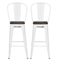 DHP Furniture Luxor 30 Inch Industrial Metal Barstool - Set of 2 White