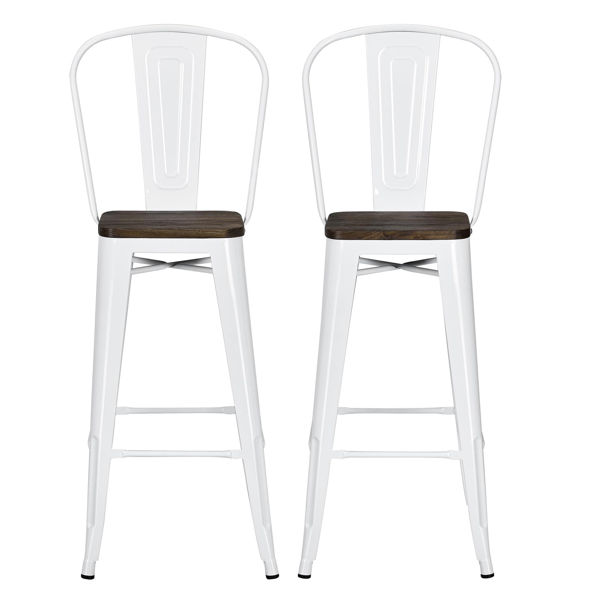DHP Furniture Luxor 30 Inch Industrial Metal Barstool - Set of 2 White