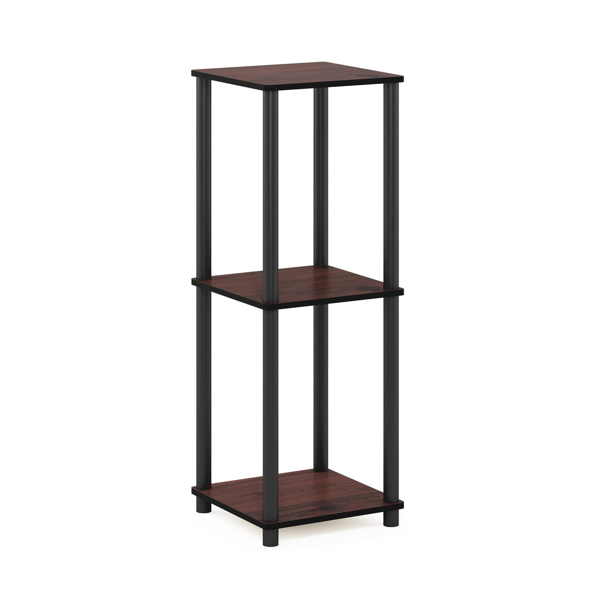 Furinno TURN-N-TUBE Side Table Set of 2, 2-Tier Square Top End Table with Open Shelf, Toolless Stackable Night Stand, Bedside Table, for Living Room