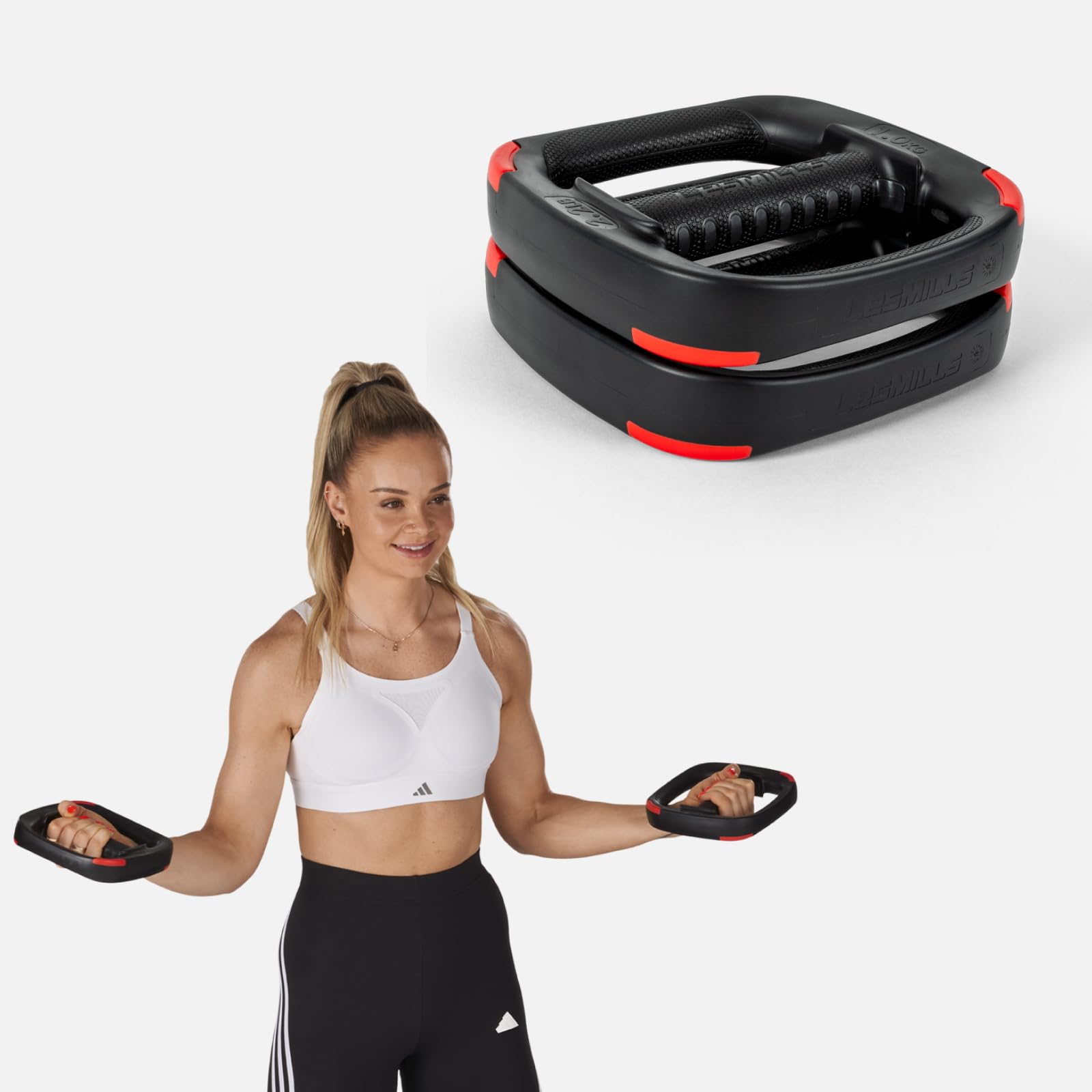 Les Mills 2.2 lbs Ergonomic Hand Weights | Dual Purpose Weight Plates