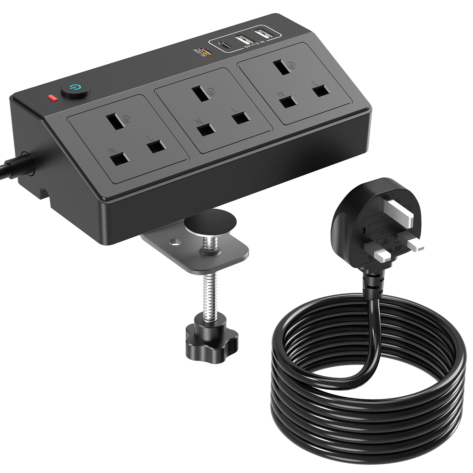 Desk Power Strip – PD 20W USB C Fast Charging Station 3M