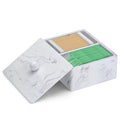 PENGARO Marble Resin Qtip Holder | 2-Compartment Cotton Swab Organizer