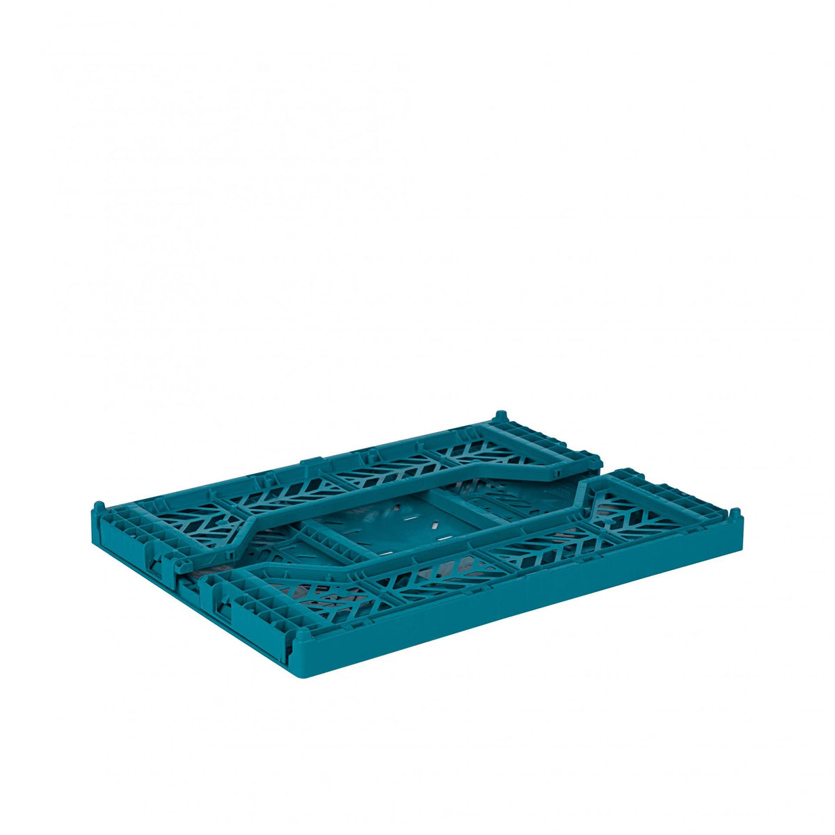 AYKASA Folding Crate, Sturdy Folding Crate, Plastic, Stackable, Peacock Green, Midi 40 x 30 x 14 cm
