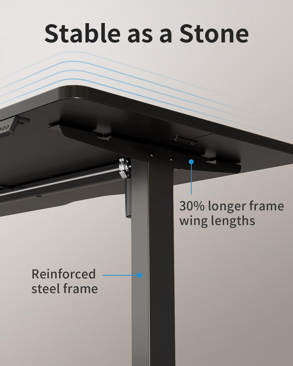 FEZIBO Electric Standing Desk 100 x 60 cm, Height Adjustable Sit Stand Desk with 3 Memory Presets, Home Office Computer Desk - image 3