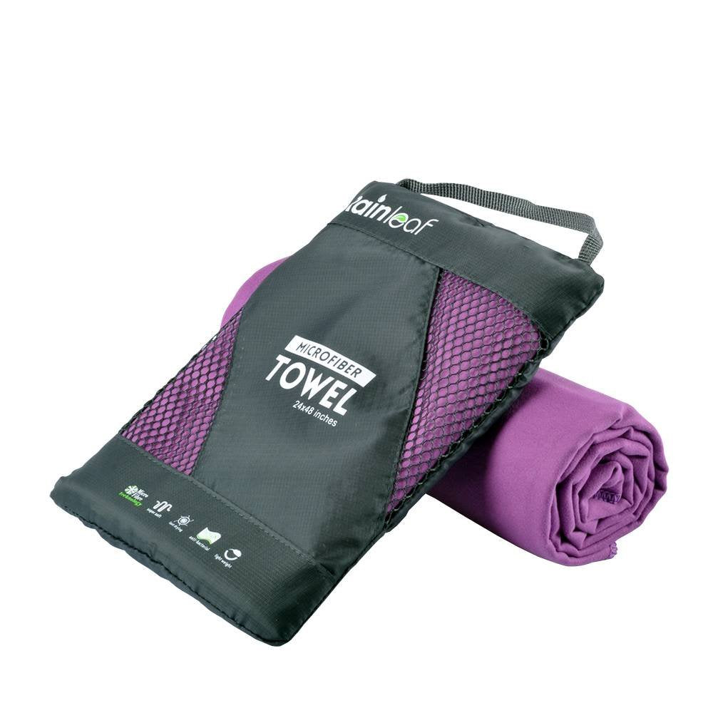 Rainleaf Microfiber Travel Towel – Quick Dry, Purple, 40 x 72 Inches