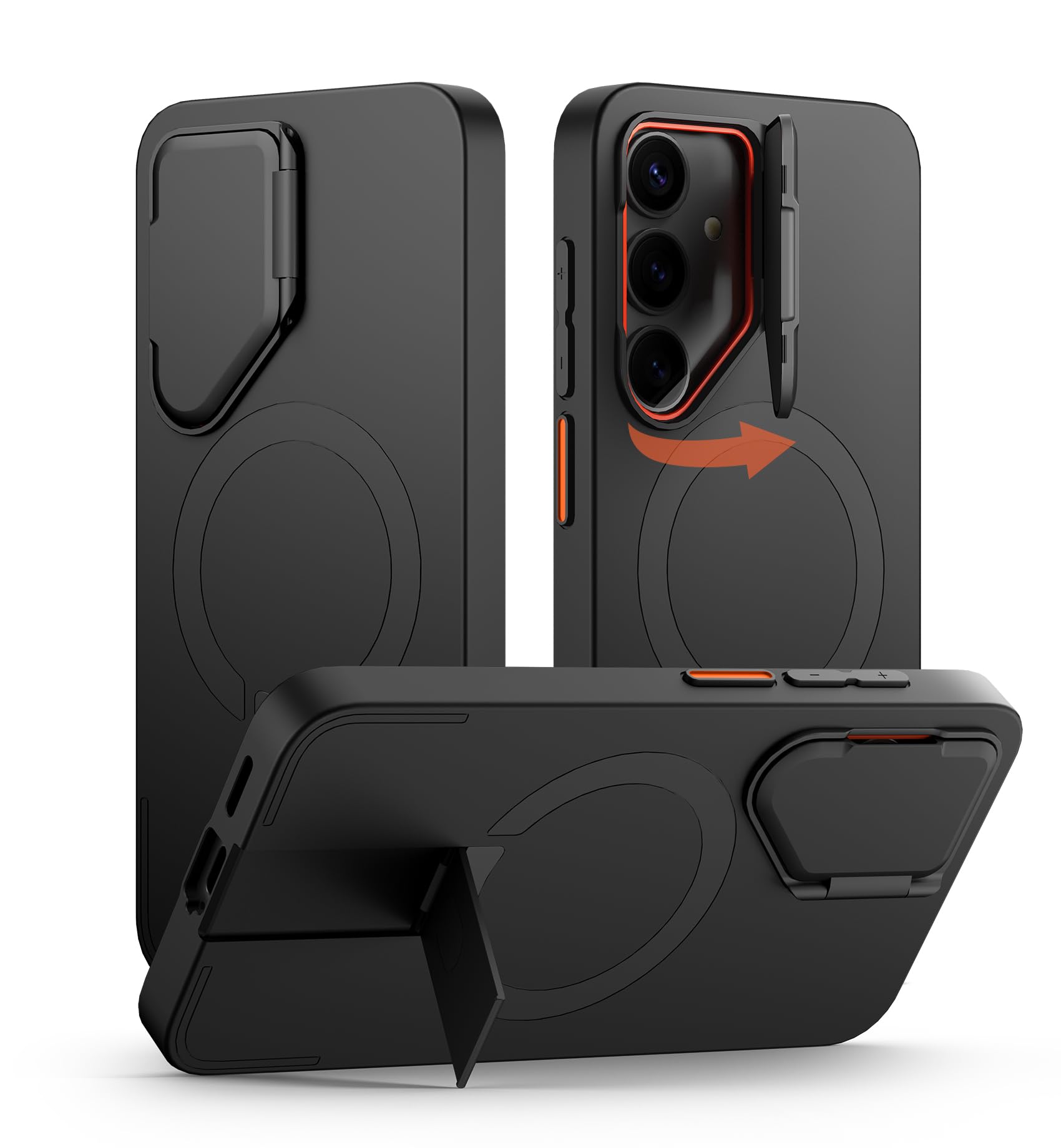 SURITCH Magnetic Case for Samsung Galaxy S25 – Kickstand & Camera Cover