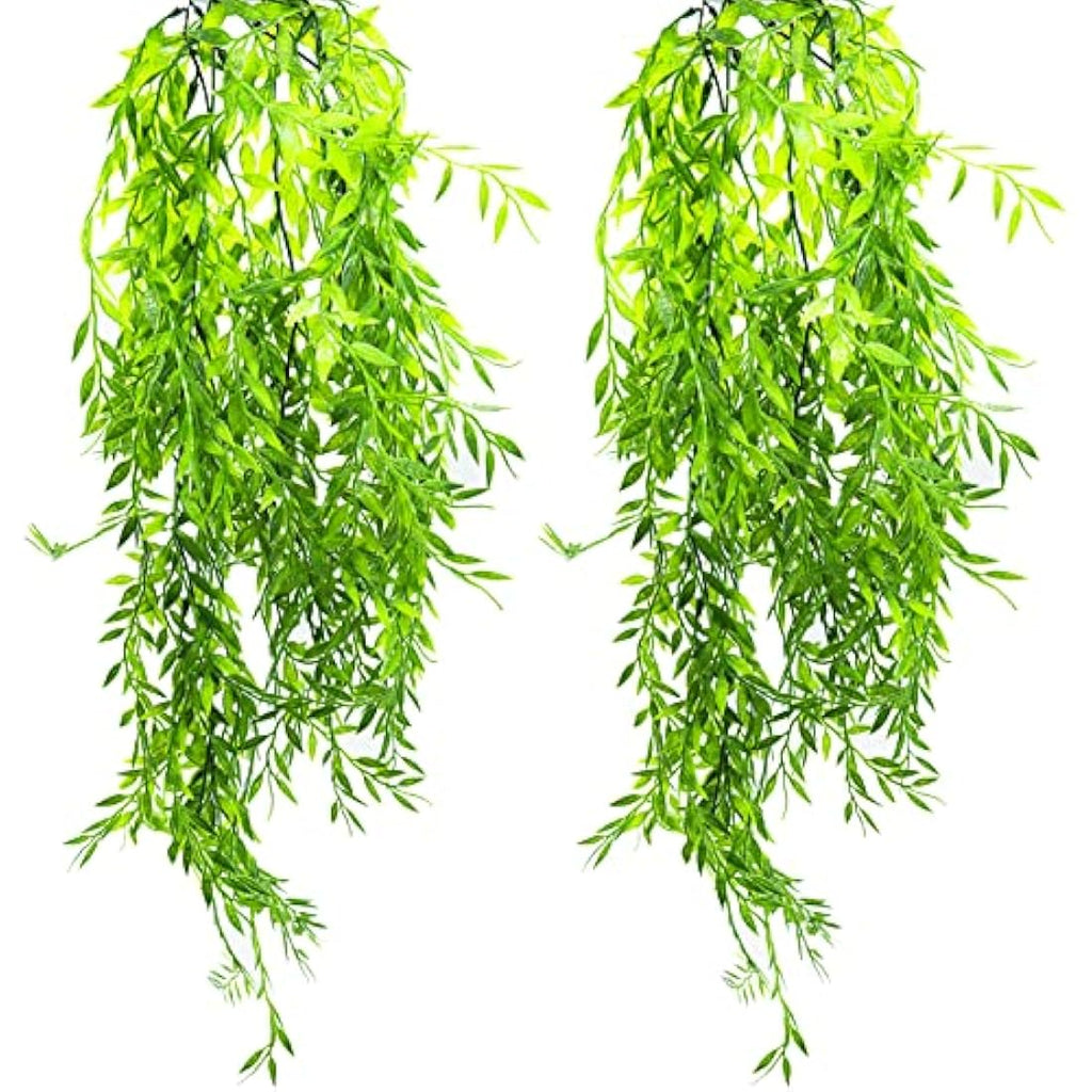 Jolof Store 2-Pack Artificial Hanging Ivy Plants | Faux Willow Leaf Vines