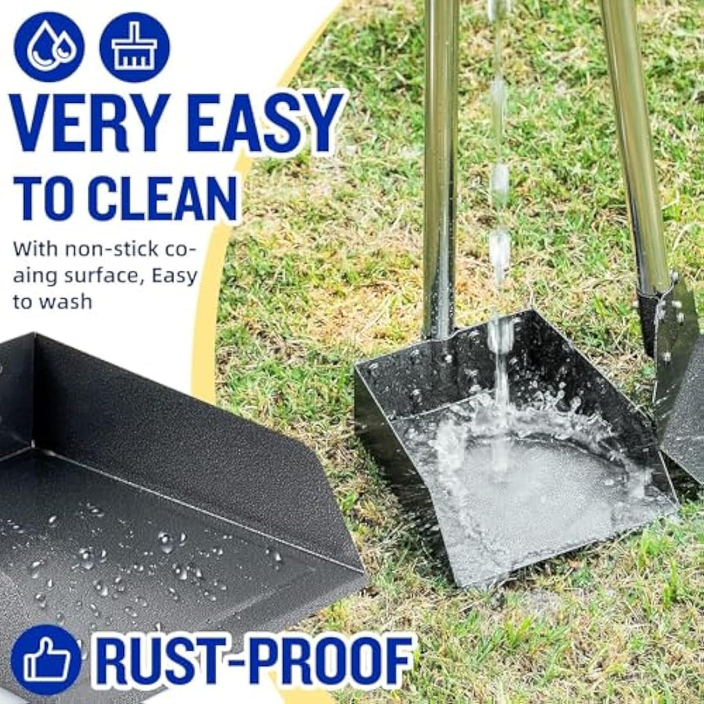 Metal Dog Poop Scooper Set – Long Handle Stainless Steel 3-Pack