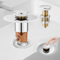 Lamiishop Universal Pop Up Sink Plug – Stainless Steel Drain with Hair Catcher