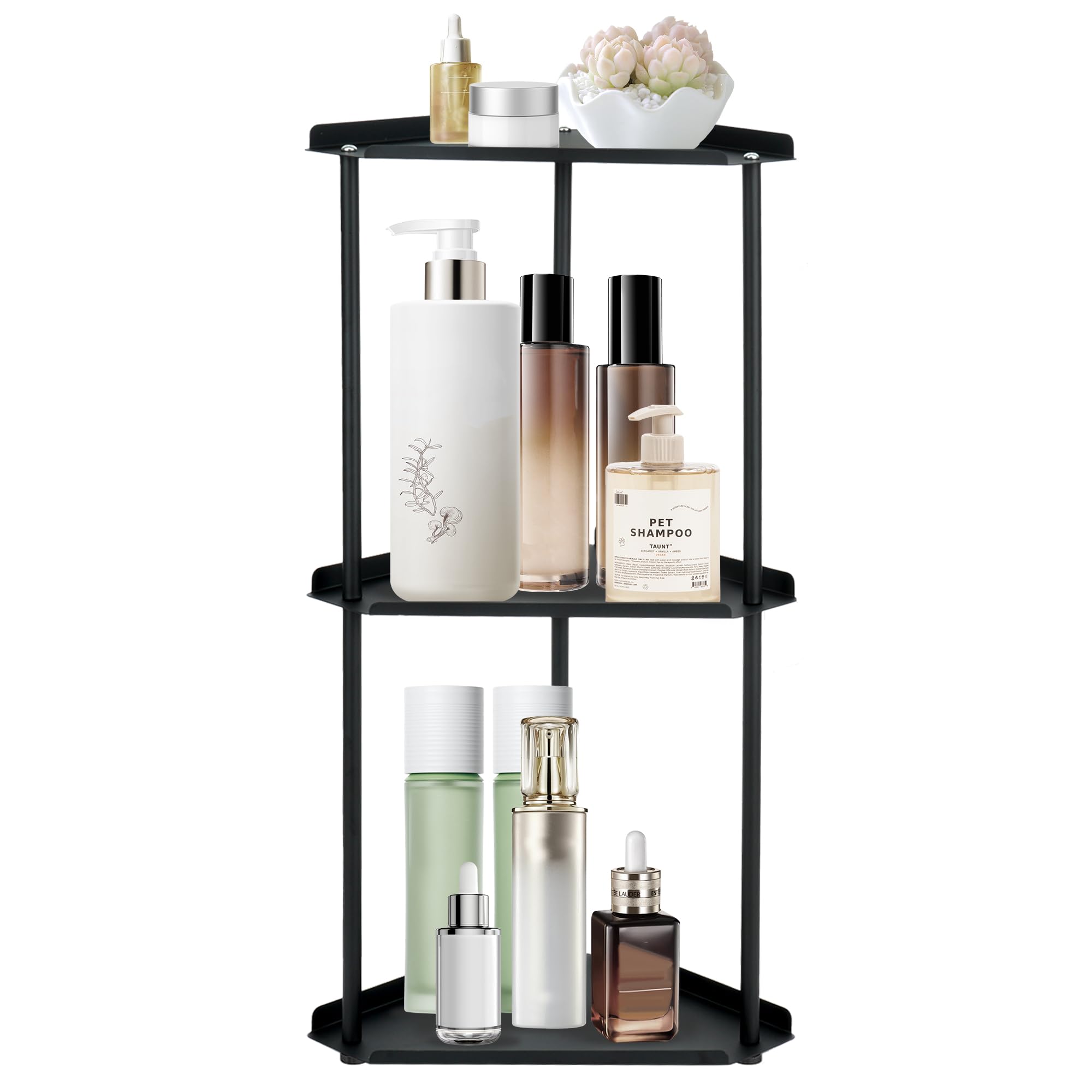 Ohbien 3-Tier Freestanding Shower Caddy – Metal Corner Shelf Organizer