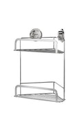 Croydex Stick 'N' Lock 2-Tier Corner Shower Caddy | Chrome Mild Steel