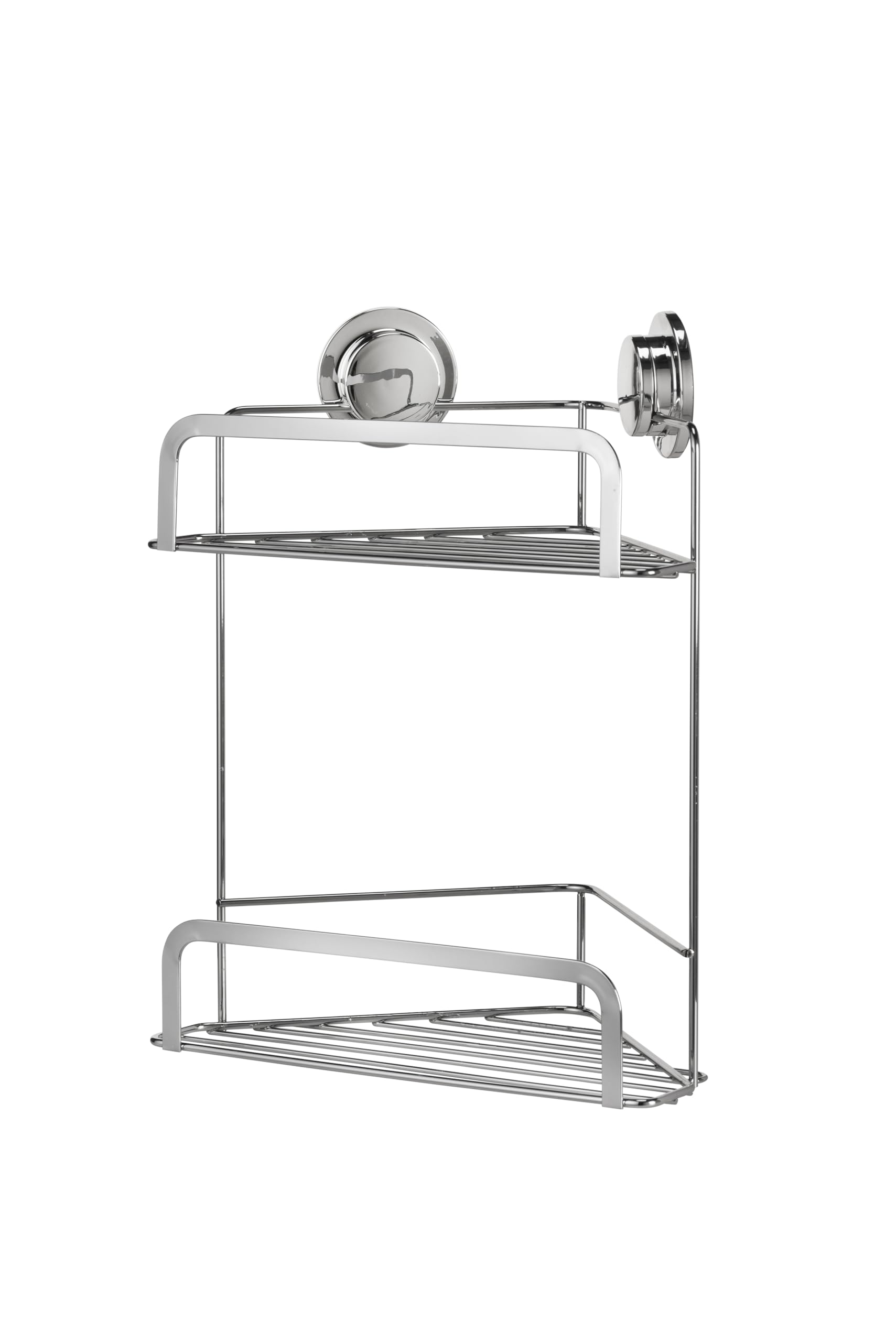 Croydex Stick 'N' Lock 2-Tier Corner Shower Caddy | Chrome Mild Steel