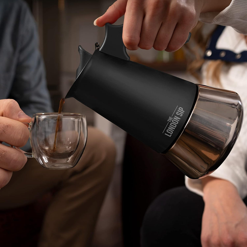 The London Sip Moka Pot | 6-Cup Stainless Steel Induction Coffee Maker