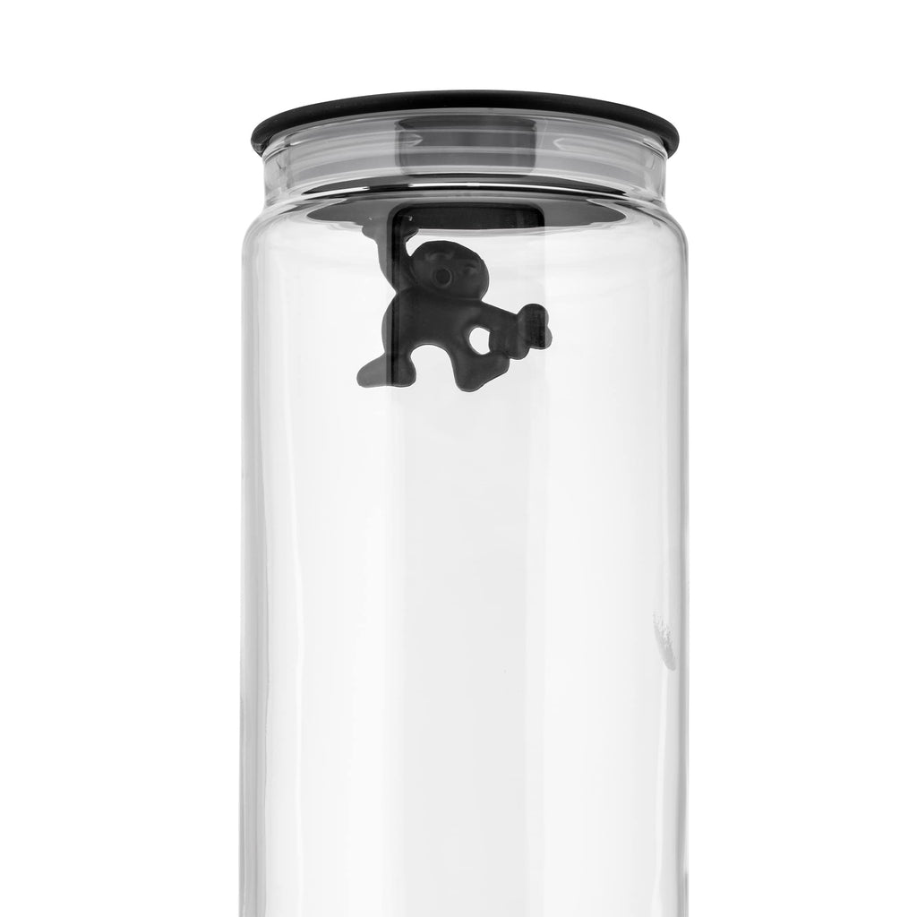 Alessi Gianni Glass Kitchen Jar – Extra Large 2000ml Hermetic Box, Black